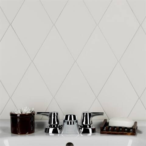 Merola Tile Rhombus Smooth White 5.5" x 9.5" Porcelain Floor and Wall Tile