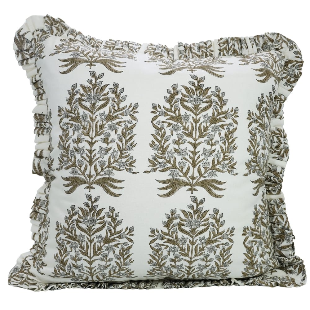 Elegant Pattern Grey Cotton Decor Cushion Cover- Vrindavan