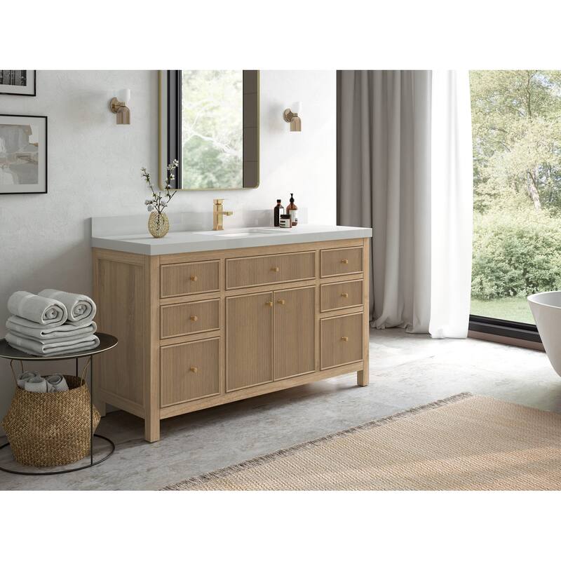 Willow Collections 60 in. W x 22 in. D Sonoma Teak Wood Single Sink Bathroom Vanity with Countertop