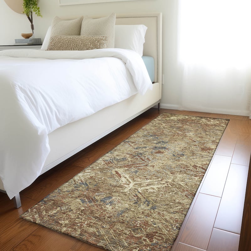Machine Washable Indoor/ Outdoor Chantille Distressed Diamonds Rug