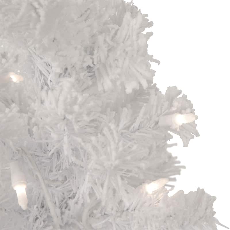 3.5' Potted Winter Pine White Tinsel Artificial Tree Clear Lights - 3.5 Foot