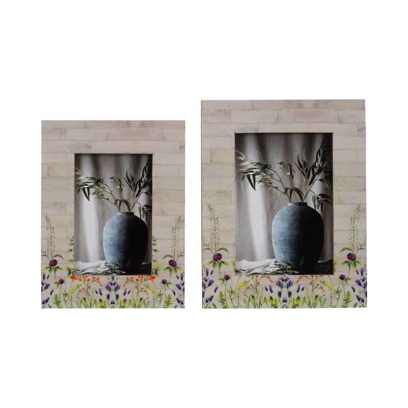 Sagebrook Home Boho Wood and Resin Photo Frame with MDF and Polyresin Construction