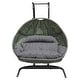 preview thumbnail 8 of 13, 2-Person Hanging Egg Swing Chair with Metal Stand Handcrafted Wicker Breathable Cushion