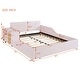 preview thumbnail 19 of 44, Full Size Velvet Upholstered Platform Bed w/ Bedside Desk & Stool, Mother & Child Platform Bed Frame w/ Footboard & Guardrail