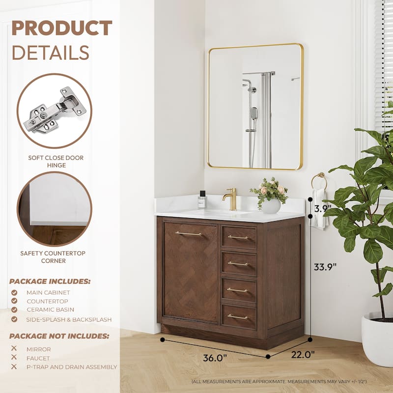 Jakarta Bath Vanity with Quartz Stone Top without Mirror