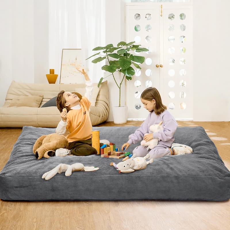 2-in-1 Convertible Bean Bag Chair Bed, Full Size Floor Mattress