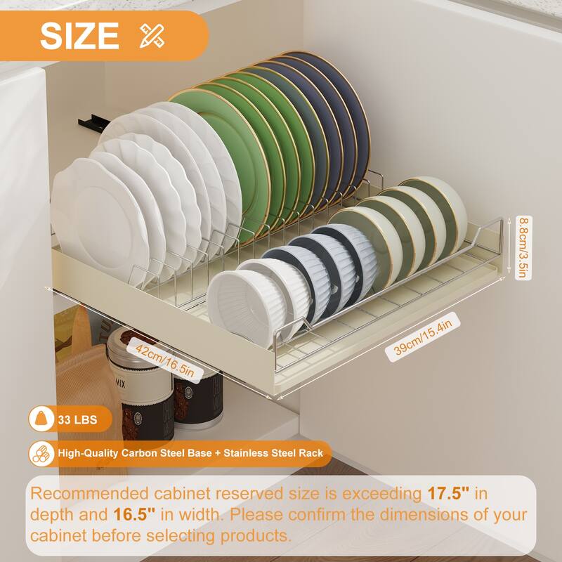 Pull Out Cabinet Organizer, Metal Slide Out Dish and Bowl Drying Rack