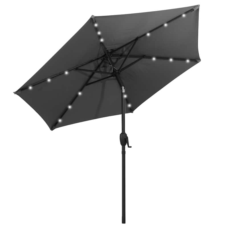 Costway 7.5 ft Solar Powered Patio Umbrella with LED Lights Push