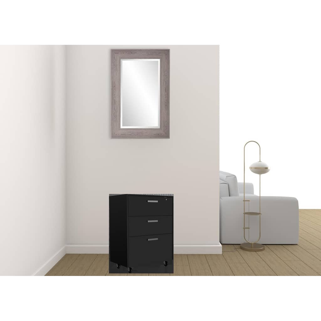 28" Black Wall mounted Accent Cabinet With Eight Shelves And Six Drawers