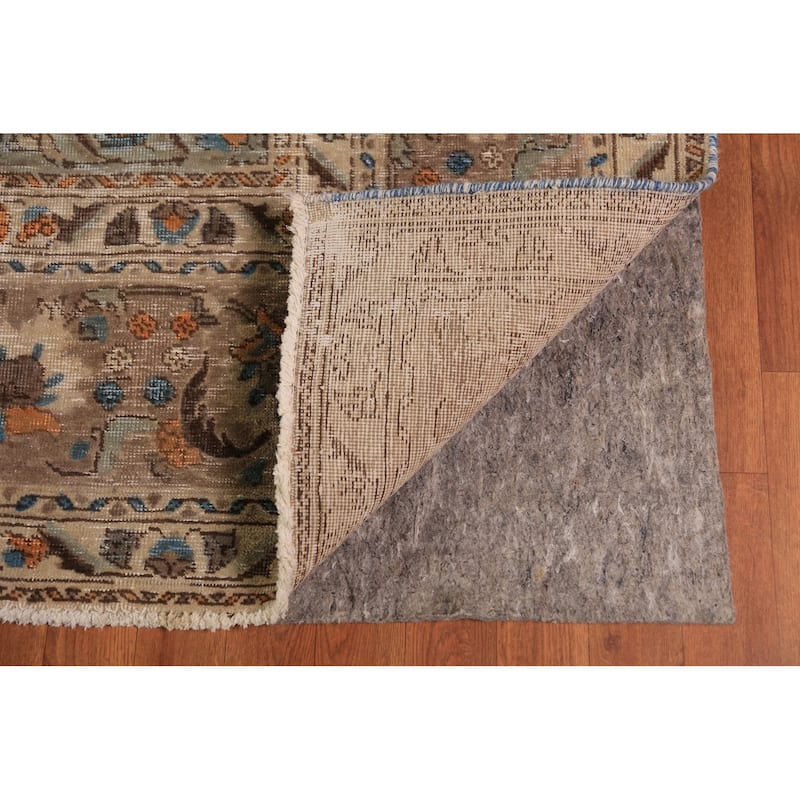 Green Medallion Tabriz Persian Area Rug Hand-Knotted Wool Carpet - 9'6"x 12'11"