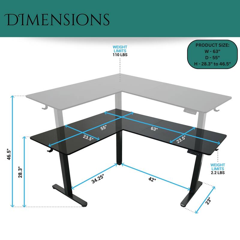 Modern Designs L-Shaped Electric Adjustable Height Standing Desk
