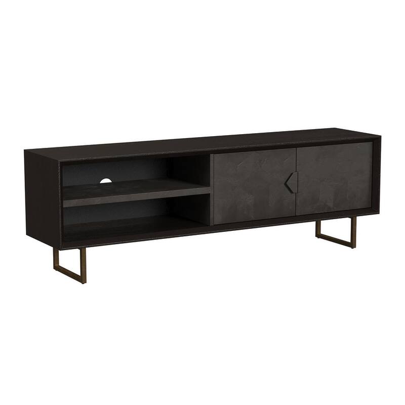 Manaya Charcoal Black 2-Door Wood 70" TV Stand