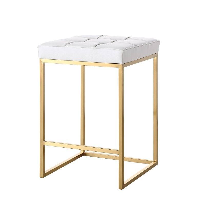 Modern Backless Counter Stool (set of 2 ) - White/Gold