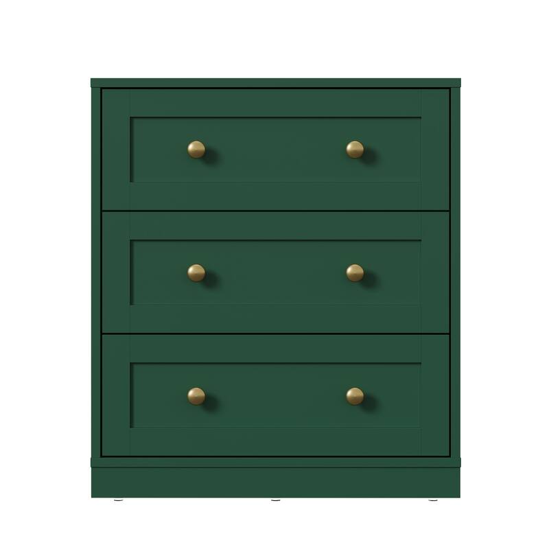 Modern Night Stand Set of 2 with 3 Drawers - Green