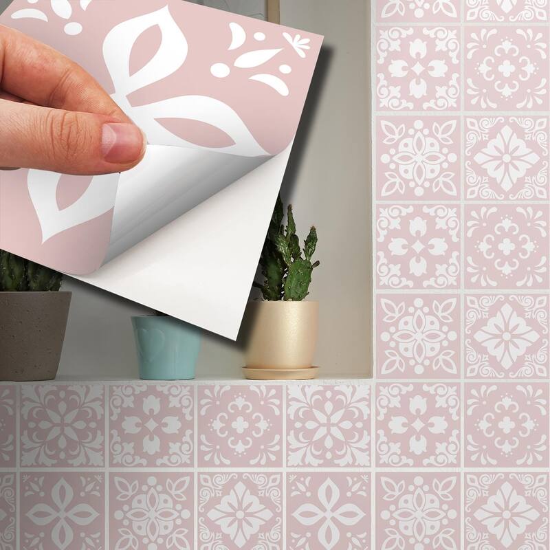 Walplus Sevilla Ligh Pink Spanish Wall Tile Sticker Peel and Stick