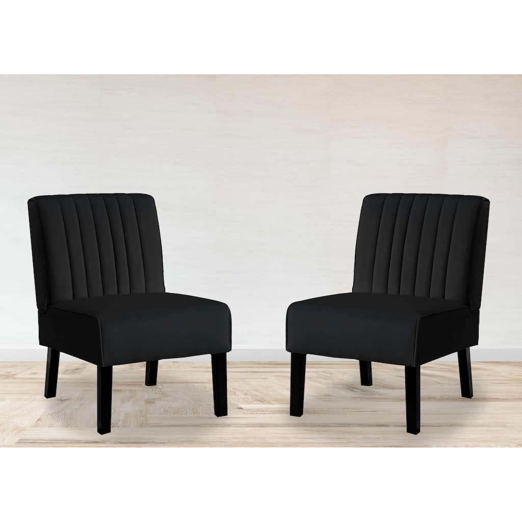US Pride Nightingale Velvet Stripe Back Accent Chair Set of 2