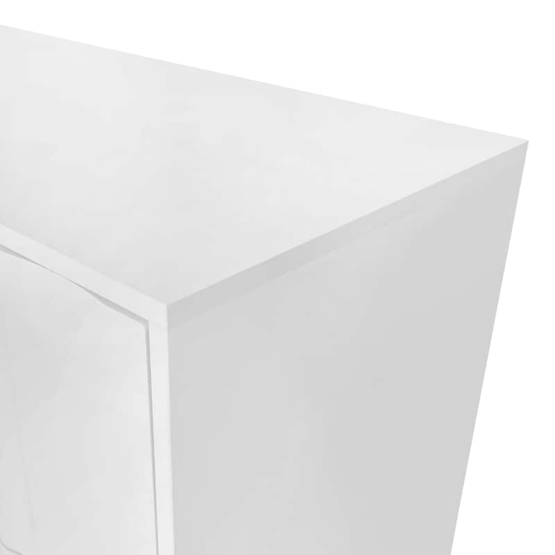 Storage Cabinet Entryway Cabinets with 2 Drawers and 2 Door Wave Pattern, Sideboard with Metal Legs and Adjustable Shelves
