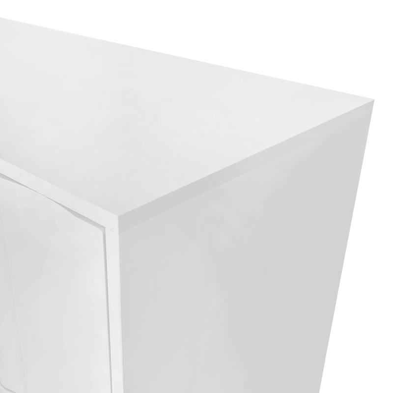 Wave Pattern Storage Cabinet Kitchen Buffet Server Cupboard Adjustable Sideboard with 2 Doors and 2 Drawers for Living Room