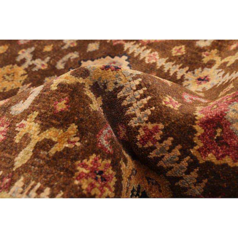 ECARPETGALLERY Hand-knotted Finest Agra Jaipur Dark Brown Wool Rug - 2'6 x 8'1