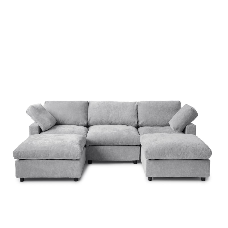 Modern Cloud Sectional Couches for Living Room Set, Chenille U-shaped Sofa Couch