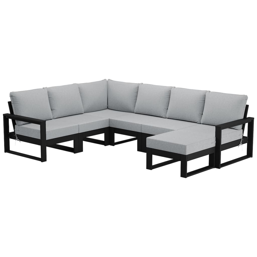 Endless Patio 7-Piece Deep Seating Set with Ottoman with Black Frame