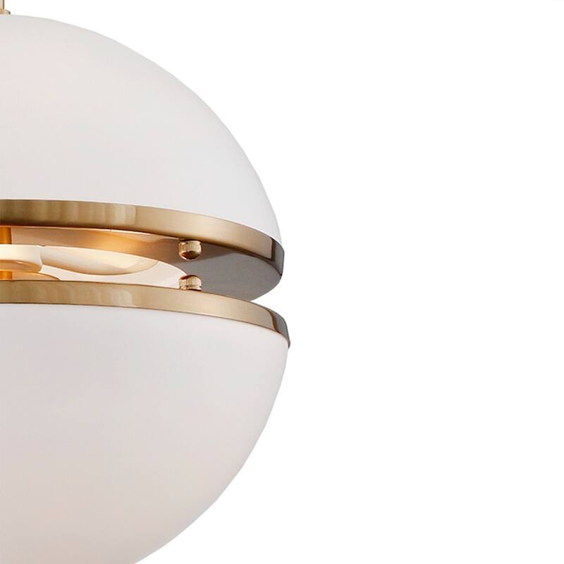 4 Light Globe Pendant in White Acrylic and Shining Brass finish - White Acrylic