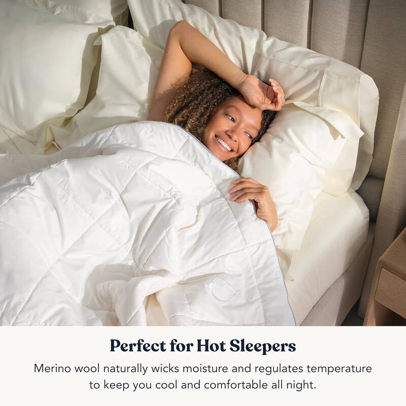 Delara Organic Merino Wool Duvet Insert - GOTS, OEKO-TEX & Woolmark Certified, 400TC Organic Cotton Shell, 500 GSM All-Season