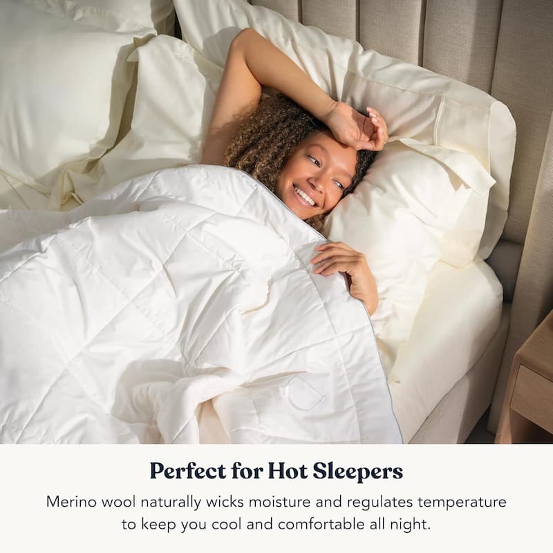 Delara Organic Merino Wool Duvet Insert - GOTS, Oeko-TEX & Woolmark Certified, 400TC Organic Cotton Shell, 300 GSM All-Season