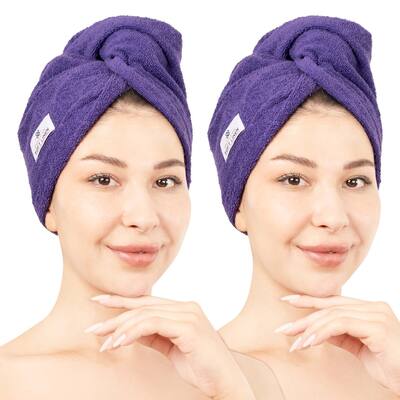 American Soft Linen 100% Cotton Hair Drying Towels for Women, Cotton Hair Turban Turkish Towel Wrap, Head Towel Cap for Hairs