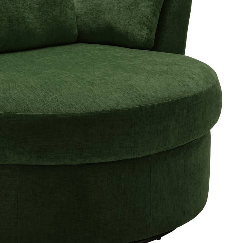 Upholstered Swivel Barrel Armchair with Storage Ottoman (Set of 2)