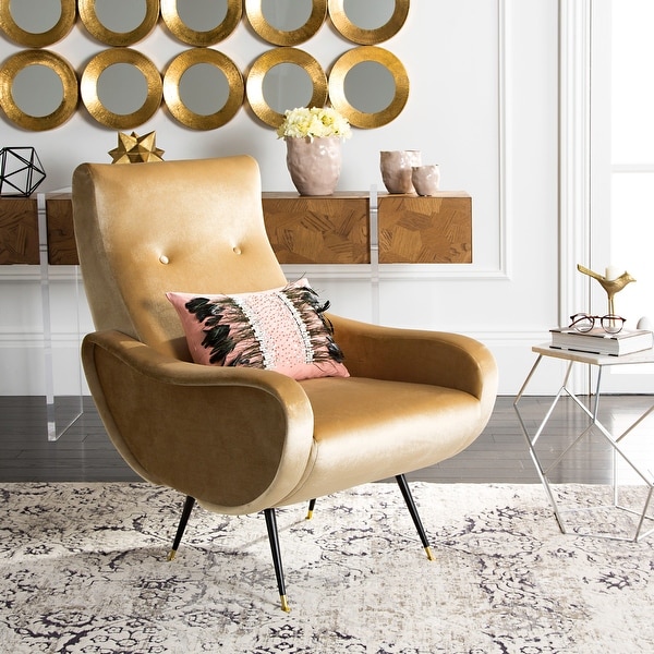 SAFAVIEH Mid Century Modern Retro Elicia Velvet Camel Club Chair