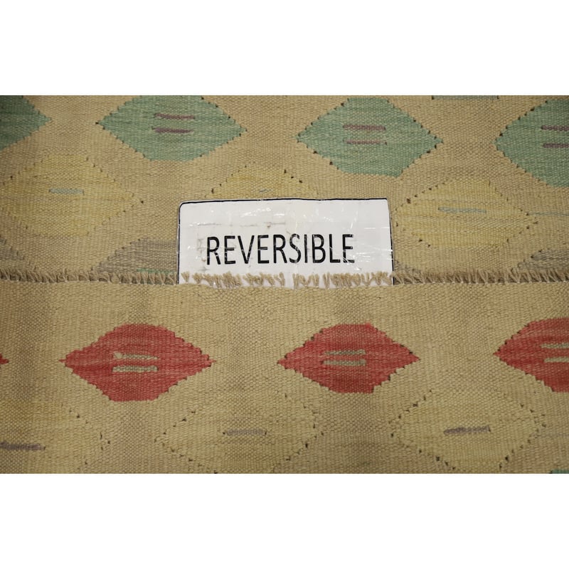Hand Woven Oriental 100% Wool Carpet Southwestern Modern Beige & Ivories Kilim Area Rug - 5' 0'' X 3' 0''