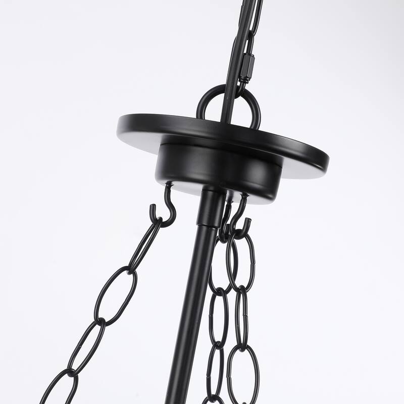 1-Light Novelty Chain Design Black Pendant Lamp with Opal Glass Shade