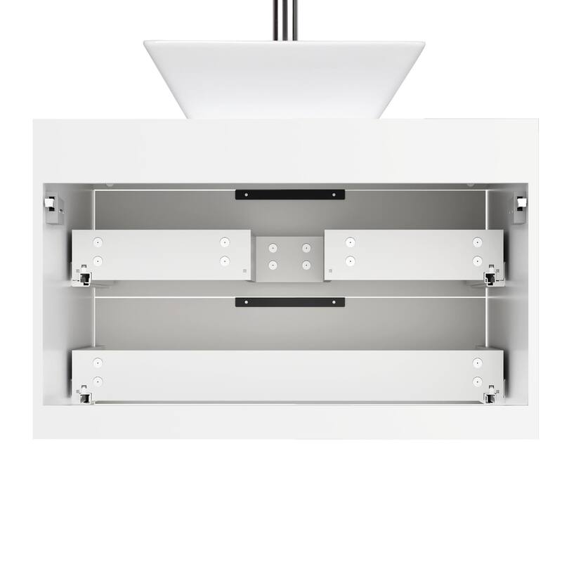 Modern Wall Mounted Bathroom Vanity Set with Vessel Sink & Faucet