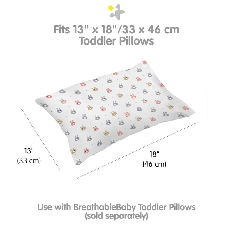 BreathableBaby Cotton Percale Pillowcase, For 13" x 18"/33 x 46 cm Toddler Pillow, Prints (2-Pack)