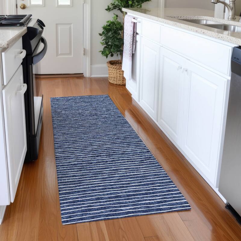 Premium Washable Super Soft Boho Stripe Mayfield Rug - Navy - 2' 3" x 7' 6" - Runner