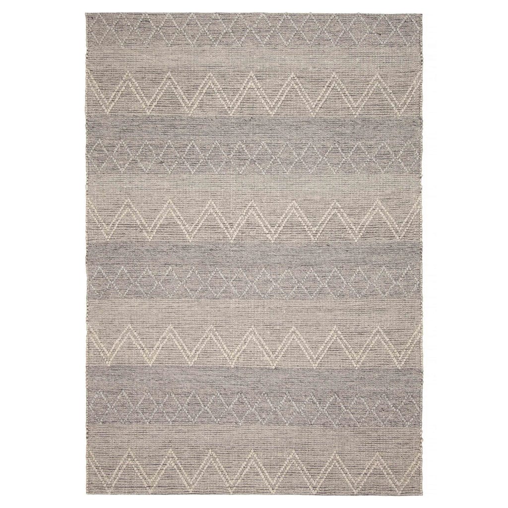 ECARPETGALLERY Braid weave Sienna Grey Wool Rug - 6'1 x 8'10