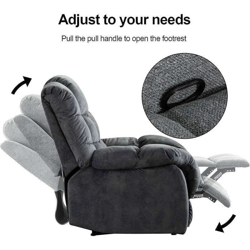 Manual Recliner Overstuffed Breathable Fabric Sofa for Living Room