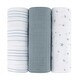 preview thumbnail 2 of 5, Cotton Muslin Swaddle Blanket Classic Grey 3 Pack 0-24 months - Blue Stars