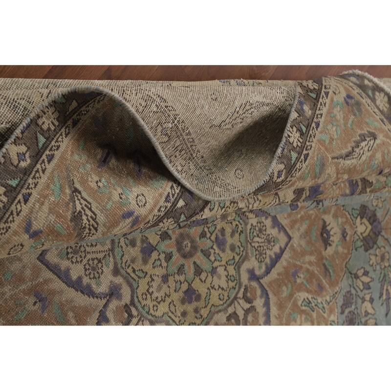 Medallion Tabriz Persian Vintage Rug Oriental Handmade Wool Carpet - 9'3" x 12'4"