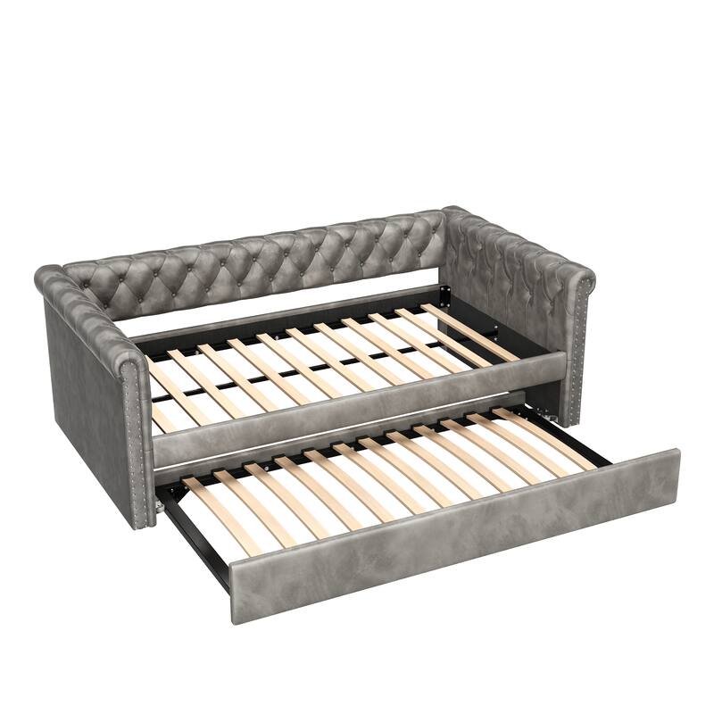 Christopher Knight Home - Augusta Velvet Upholstered Tufted Daybed with Trundle Design
