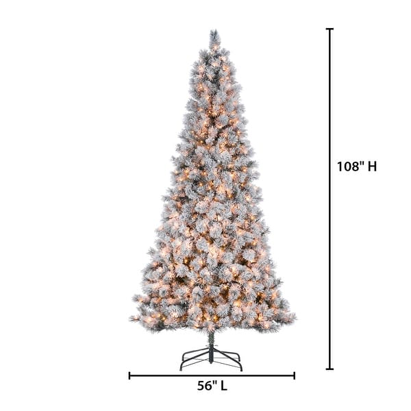9 Foot Flocked Pre Lit Boise Pine Tree - Bed Bath & Beyond - 38009854