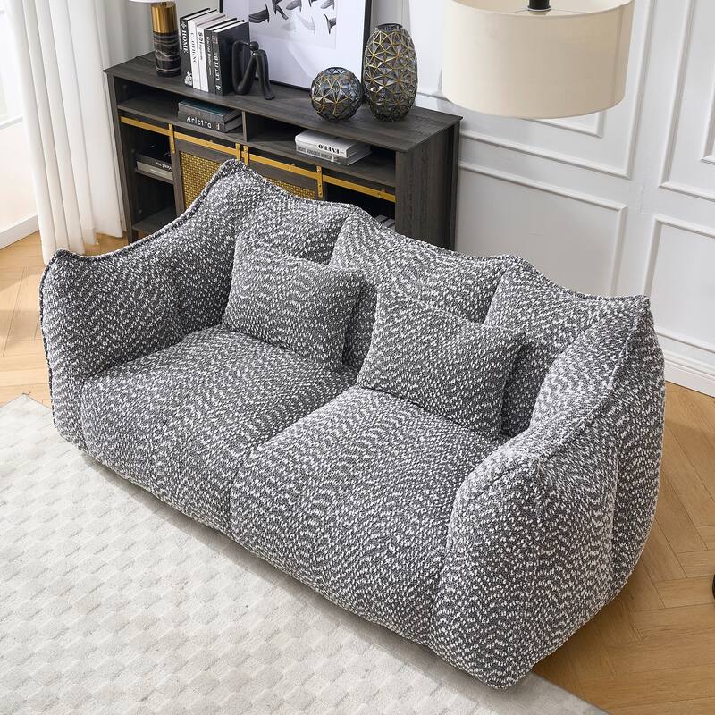 Modern Chenille 2-Seater Bean Bag Chair Recliner Sofa with Armrests for Living Room Lounge Bedroom