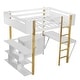 preview thumbnail 29 of 33, Full Size Wood Loft Bed with Built-in Storage Cabinet and Foldable Desk, Stylish Grey Design for Maximizing Space