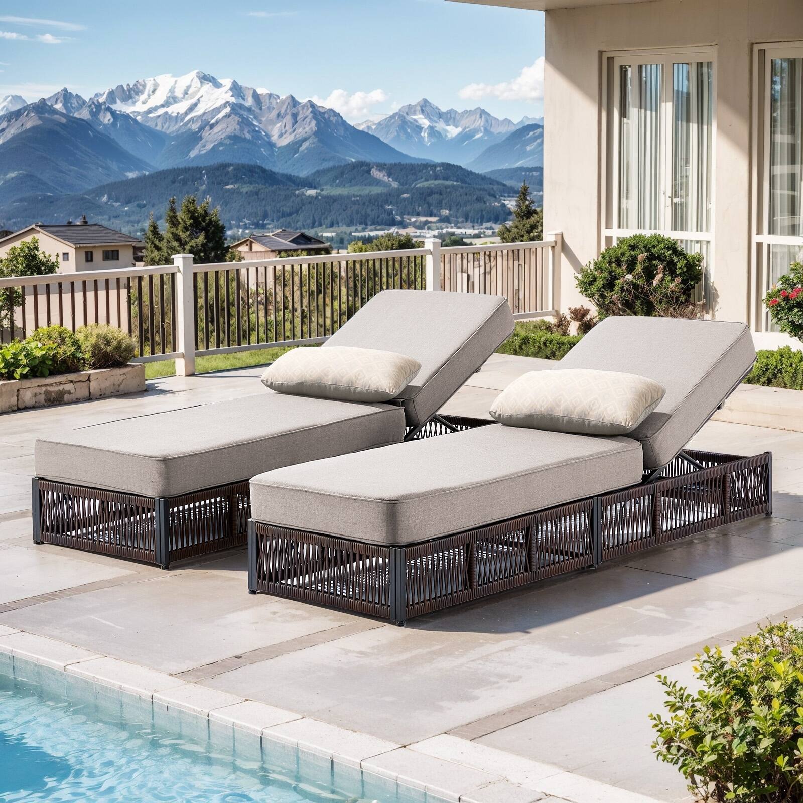 Option 2-Piece Lounge Chairs Beige Cushion