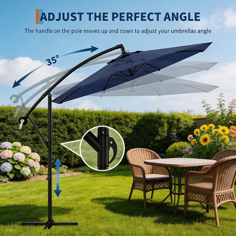 10 ft Offset Patio Umbrella, with with Easy Lift & Tilt Adjustment
