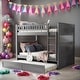 preview thumbnail 1 of 29, Full Over Full Bunk Bed With Twin Size Trundle And Guardrails Sturdy Construction Grey