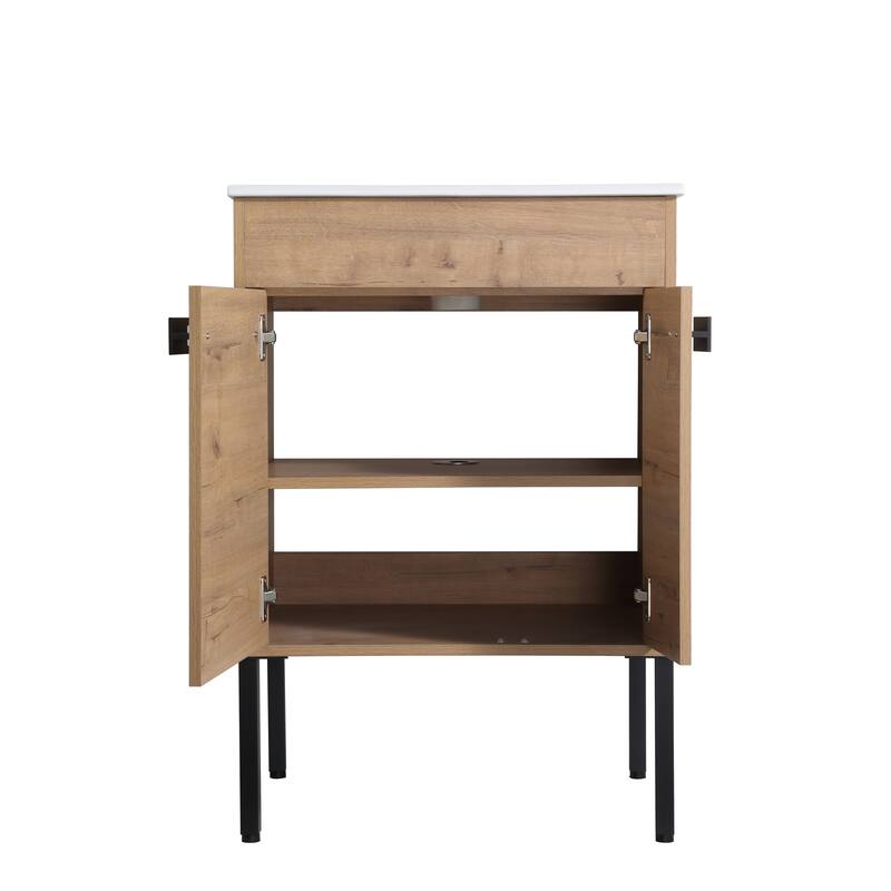 24" FreeStanding Bathroom Vanity with Sink, Floor Stand Bathroom Vanity with Soft Close Door and Adjustable shelf