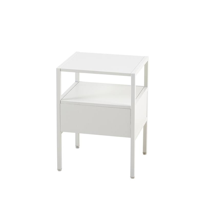 Modern Nightstand with Drawer and Metal Legs(Set of 2)