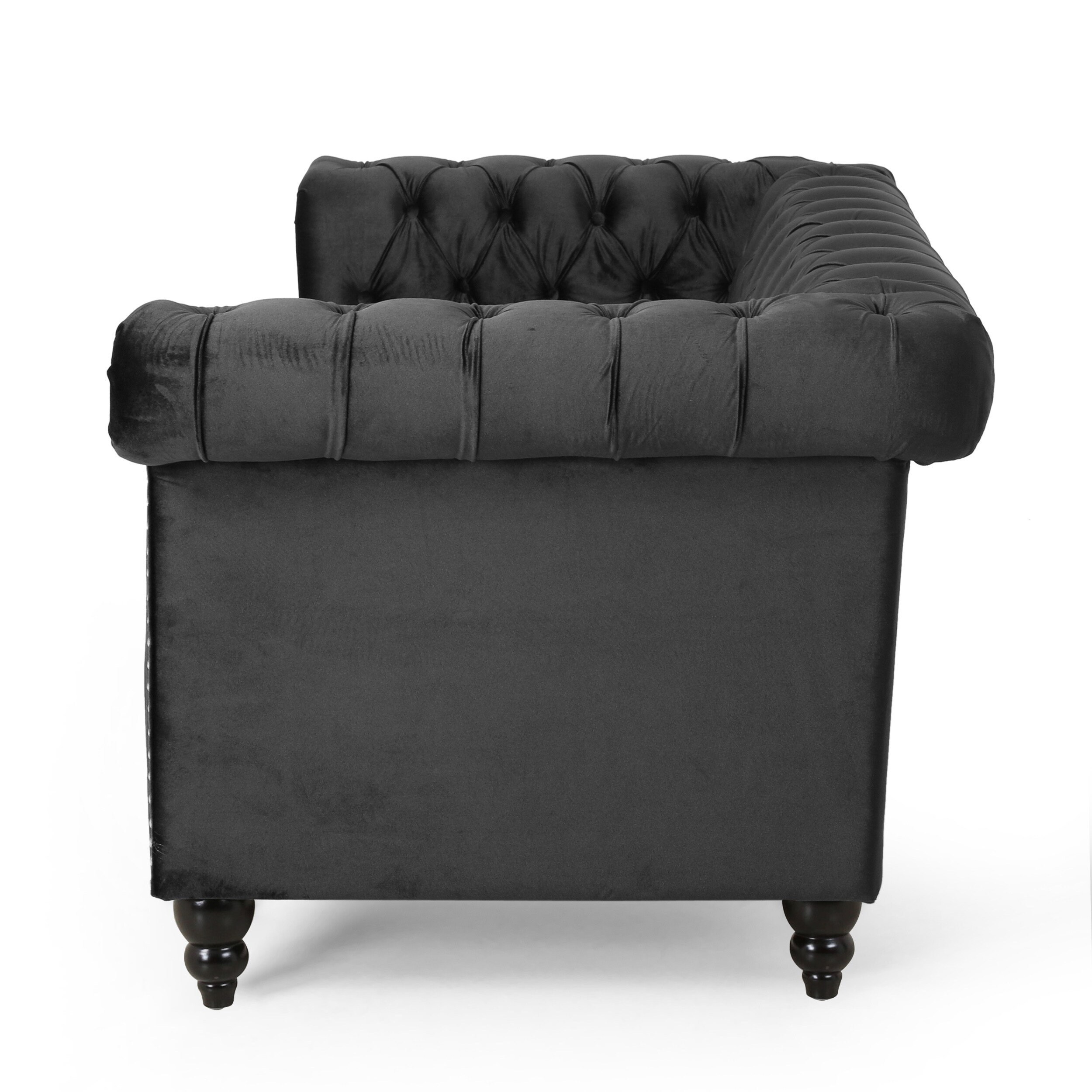 Black 61'' Loveseat 2-Seater Sofa with Channel Stitching